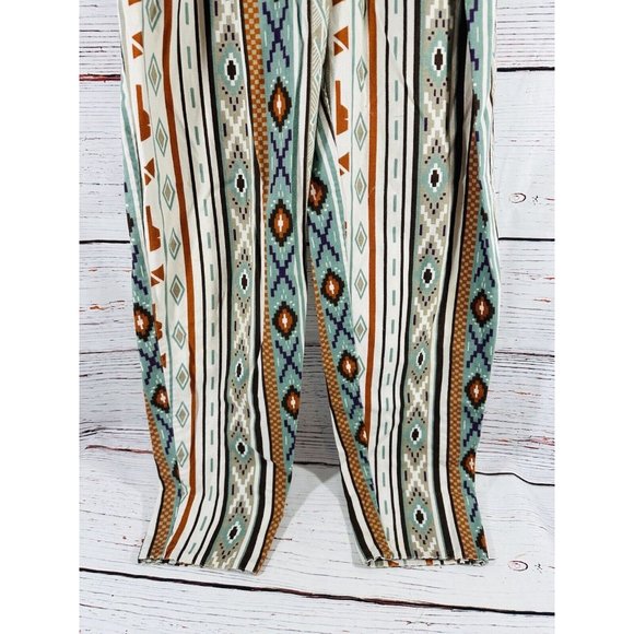 Southwest Aztec Pants Juniors High Waisted Pockets Brushed Cotton USA Vtg - Picture 4 of 16